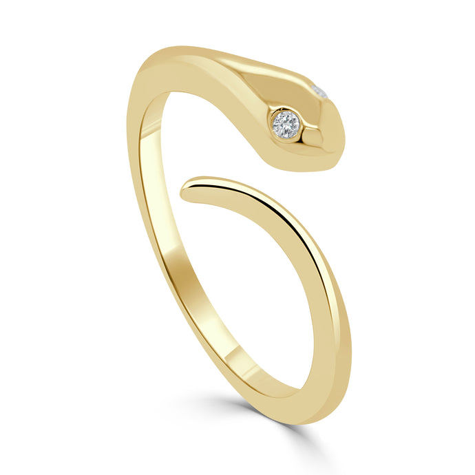14K Gold & Diamond Snake Ring