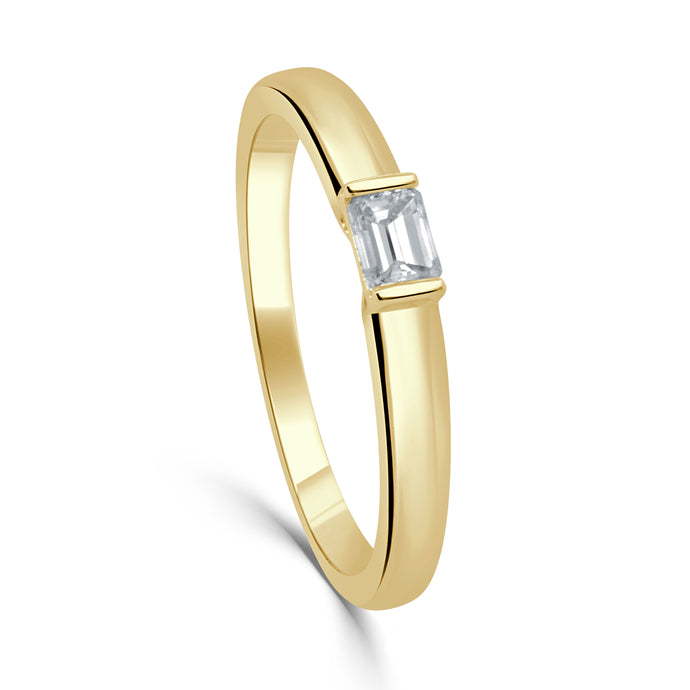 14K Gold & Emerald-Cut Diamond Band