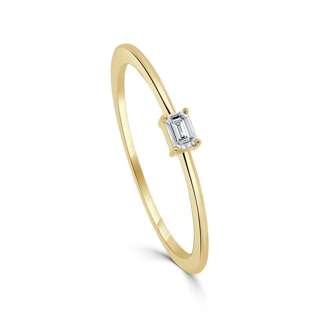 14k Gold & Emerald-Cut Diamond Ring