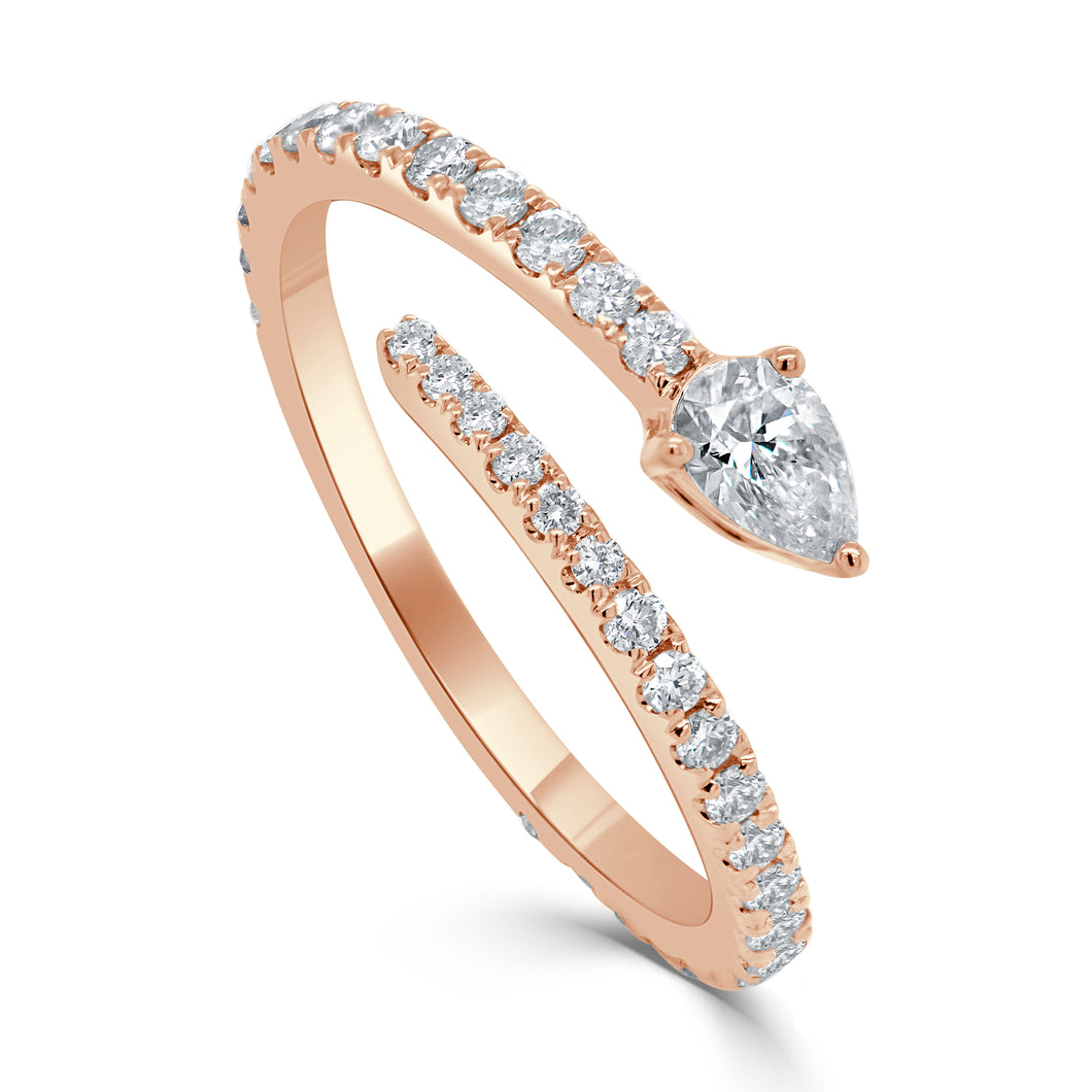 14k Gold & Pear-Shape Diamond Wrap Ring