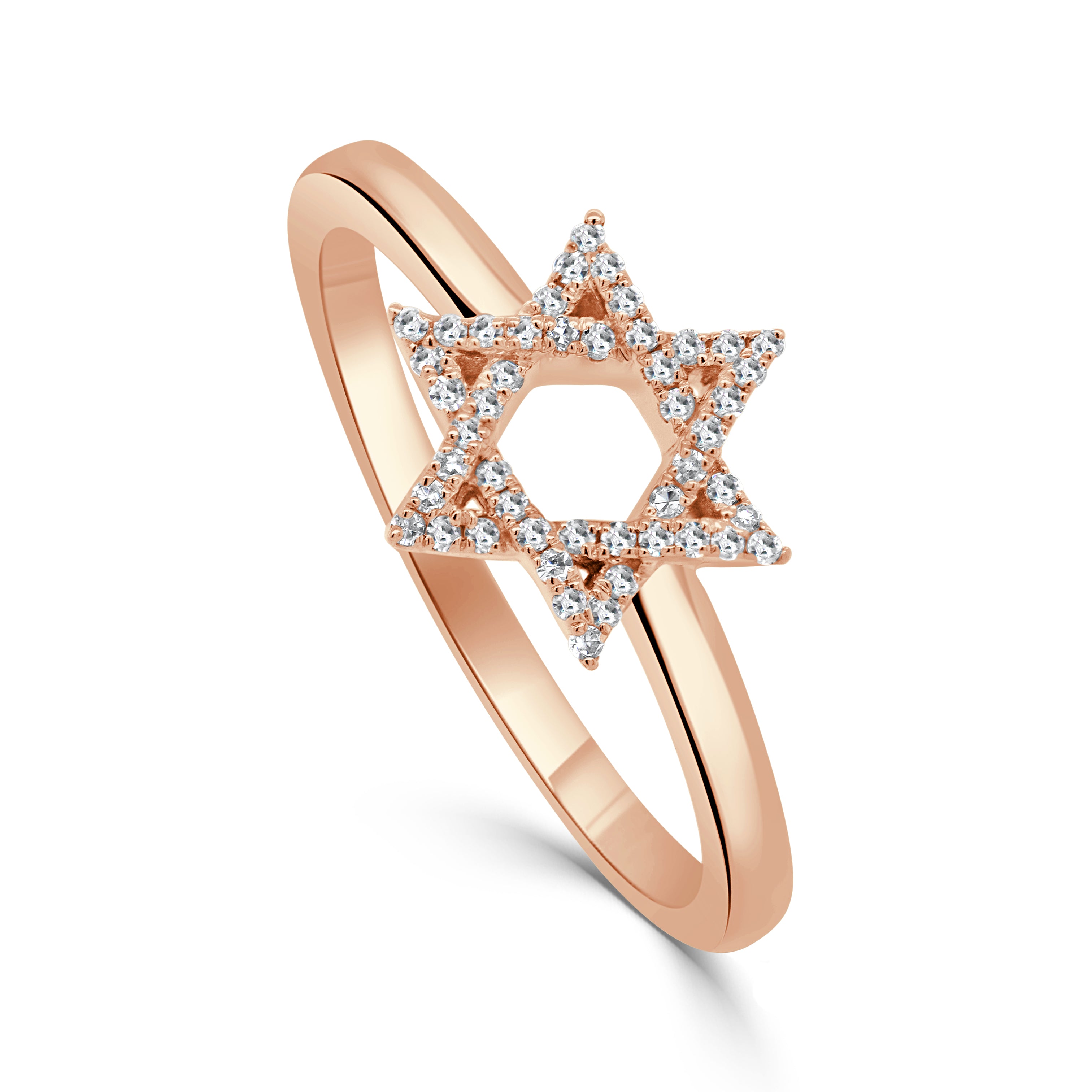 14k Gold & Diamond Star of David Ring - 0.11ct