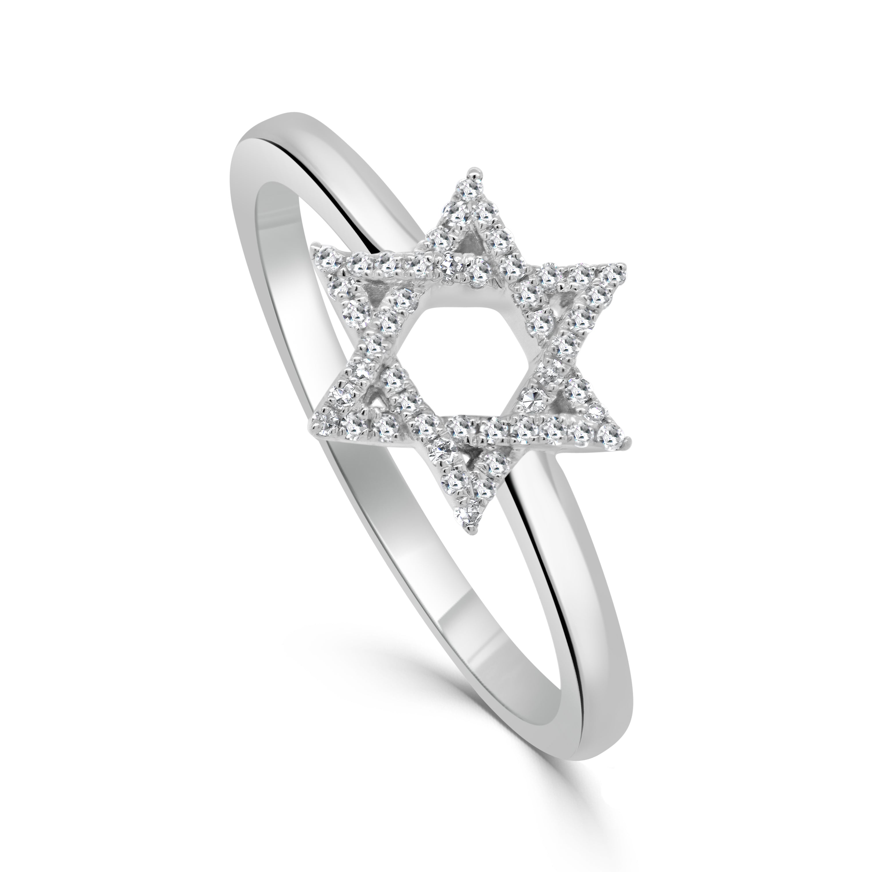 14k Gold & Diamond Star of David Ring - 0.11ct