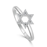 14k Gold & Diamond Star of David Ring - 0.11ct
