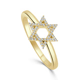 14k Gold & Diamond Star of David Ring - 0.11ct