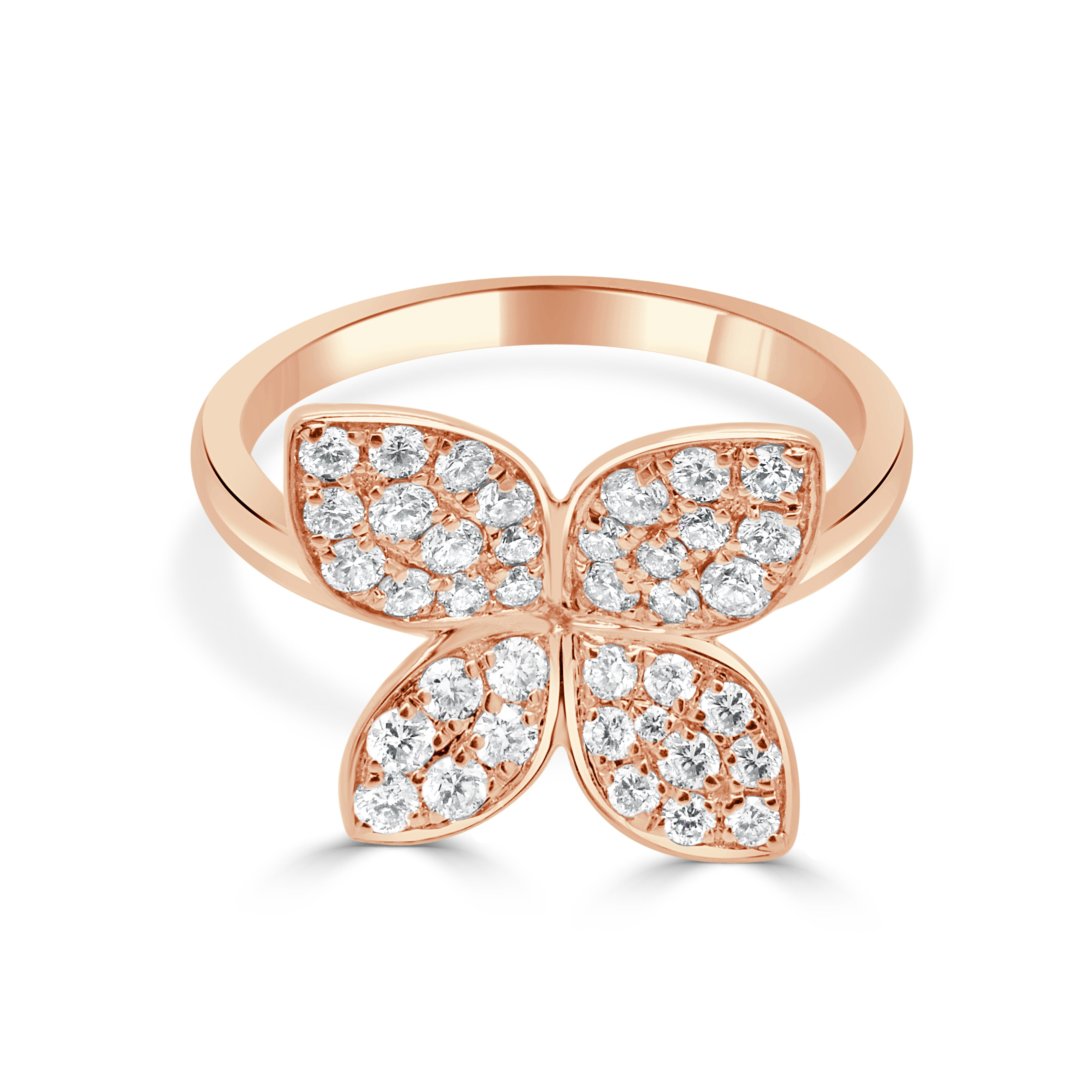 14K Gold & Diamond Flower Ring - 0.62ct