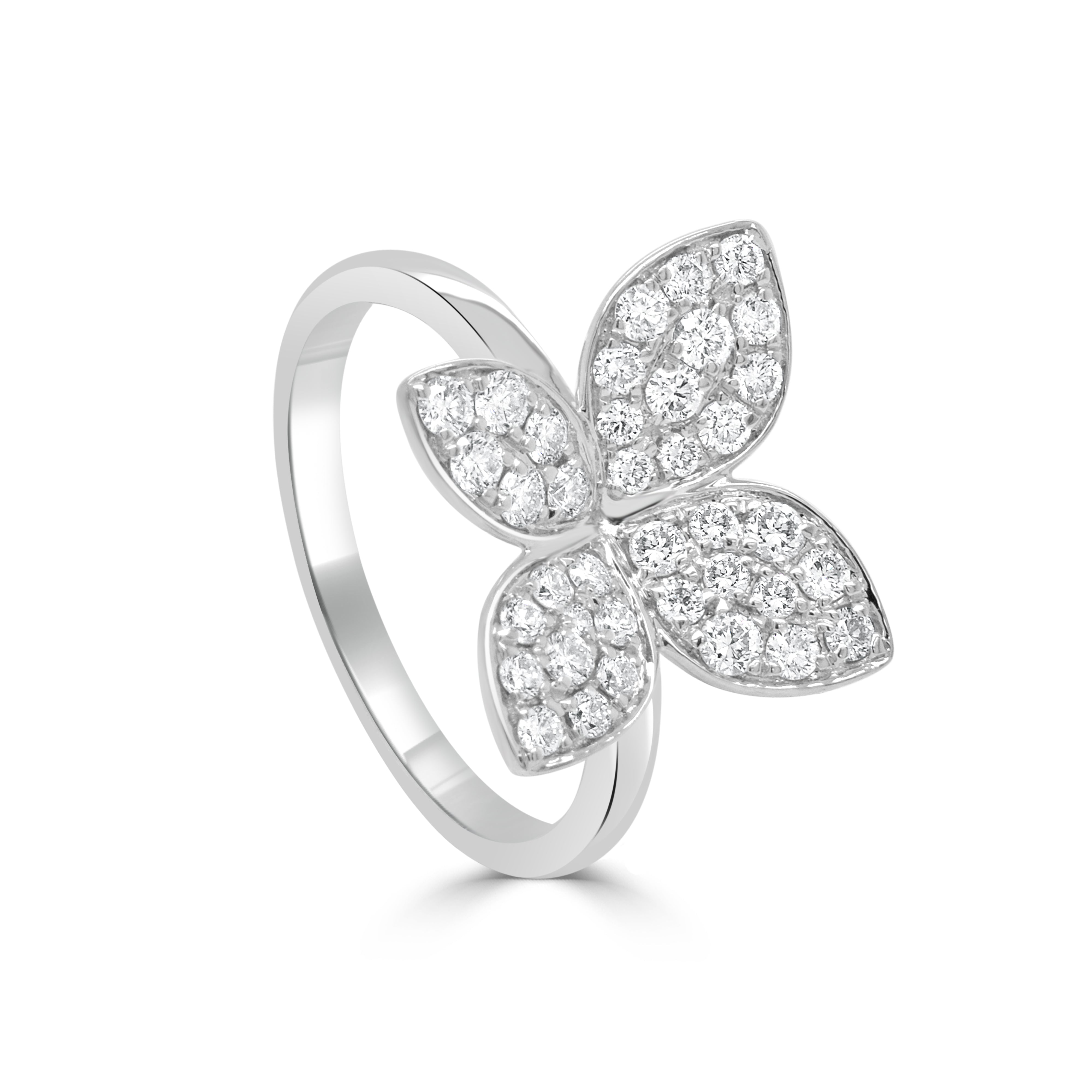14K Gold & Diamond Flower Ring - 0.62ct