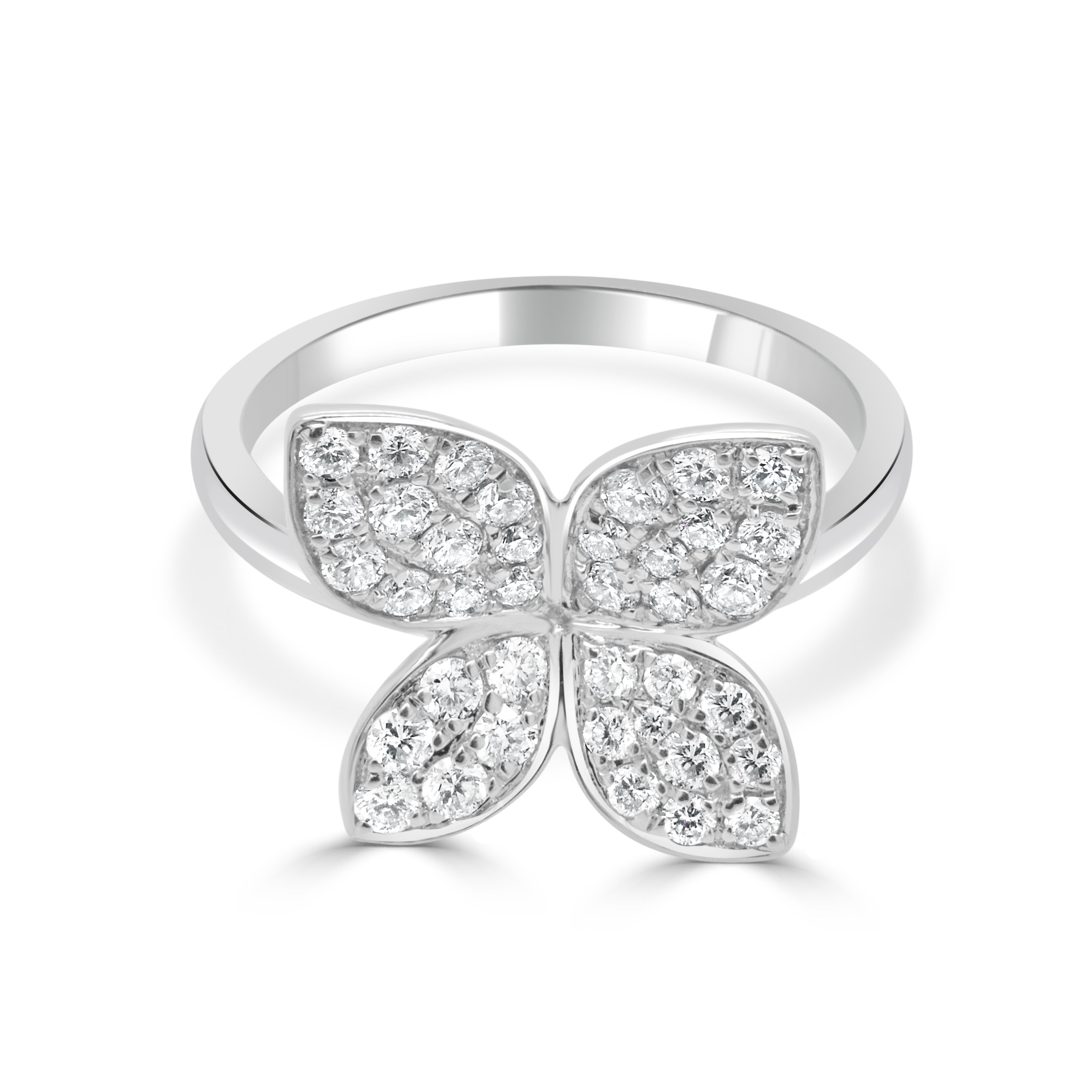 14K Gold & Diamond Flower Ring - 0.62ct