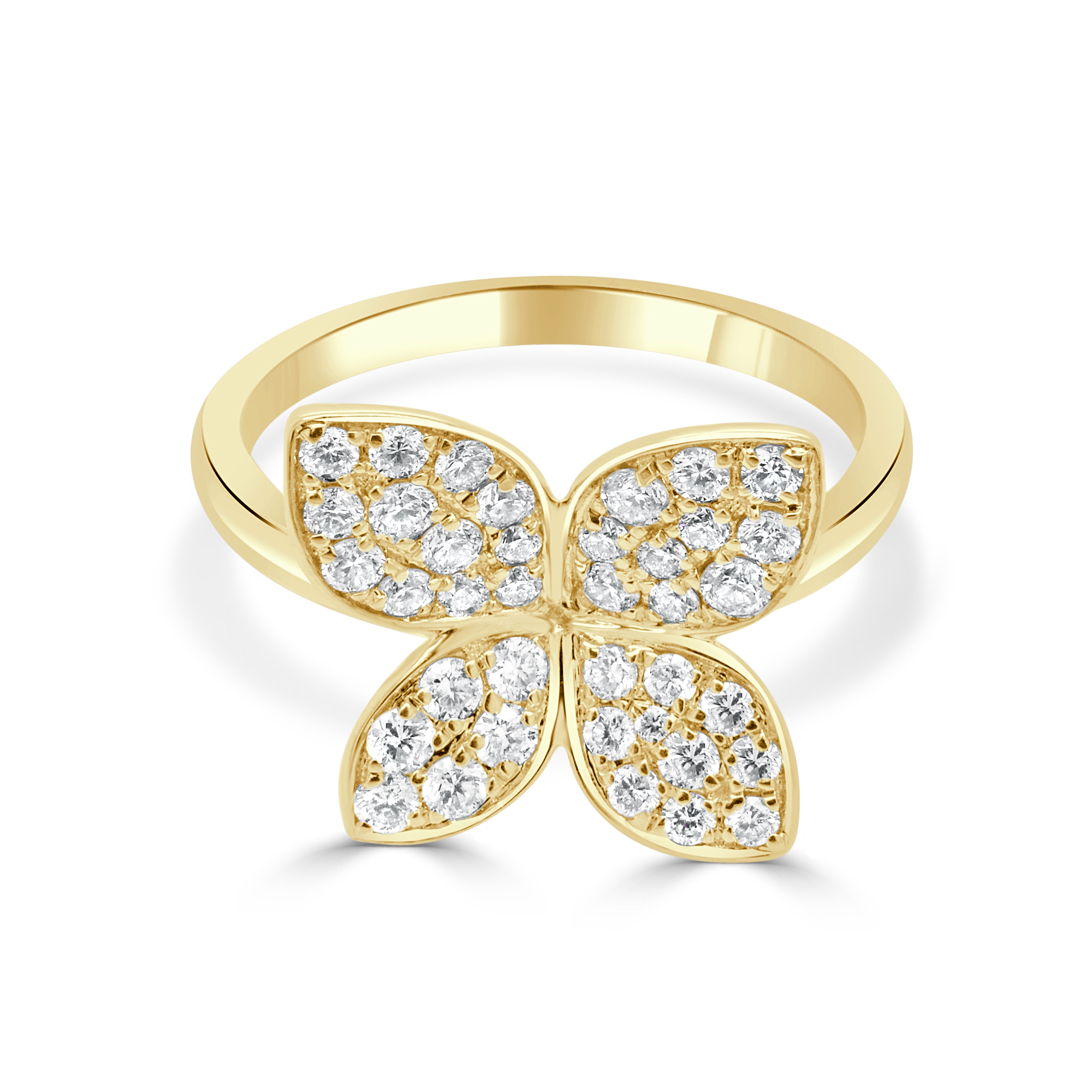 14K Gold & Diamond Flower Ring - 0.62ct