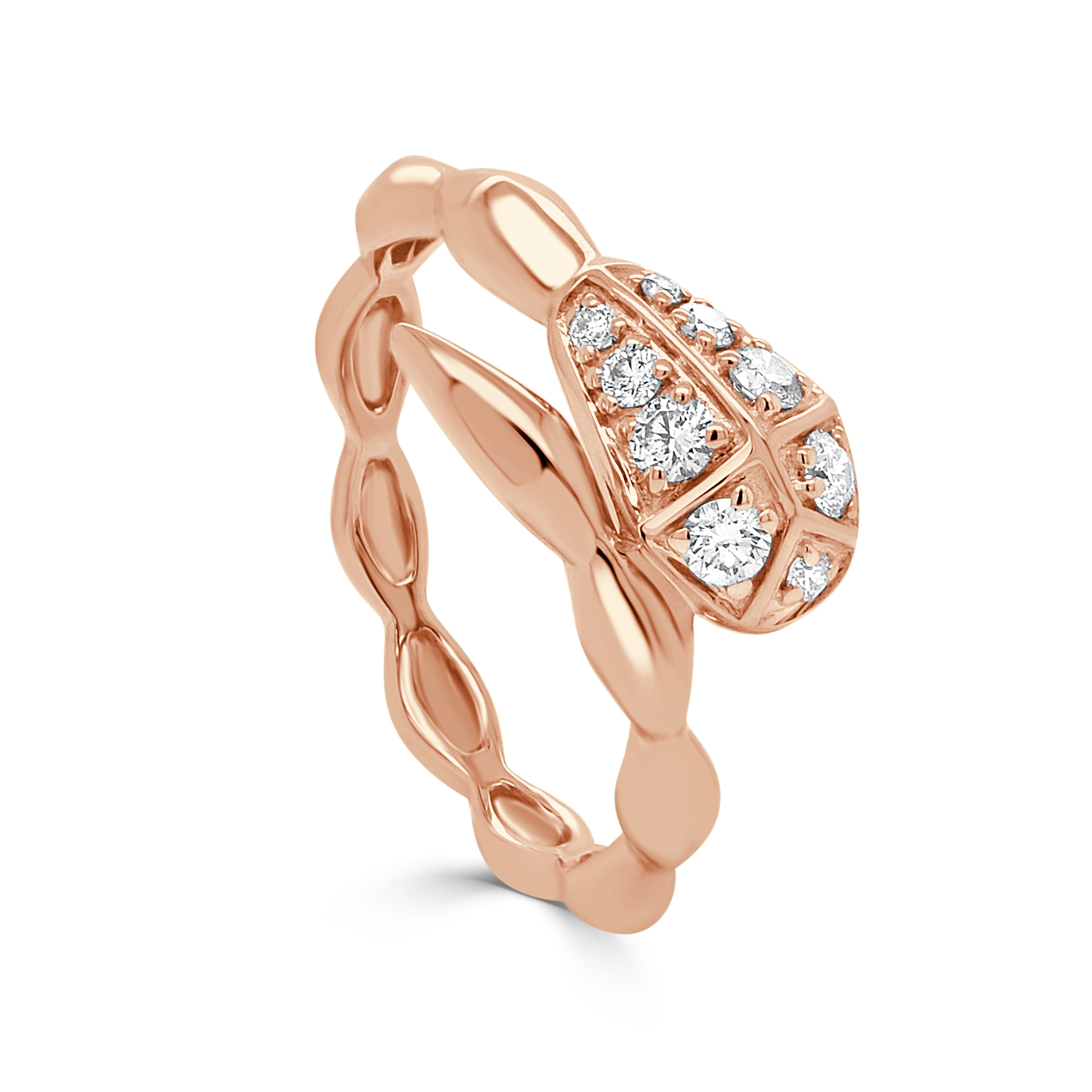 14K Gold & Snake Diamond Ring - 0.24ct