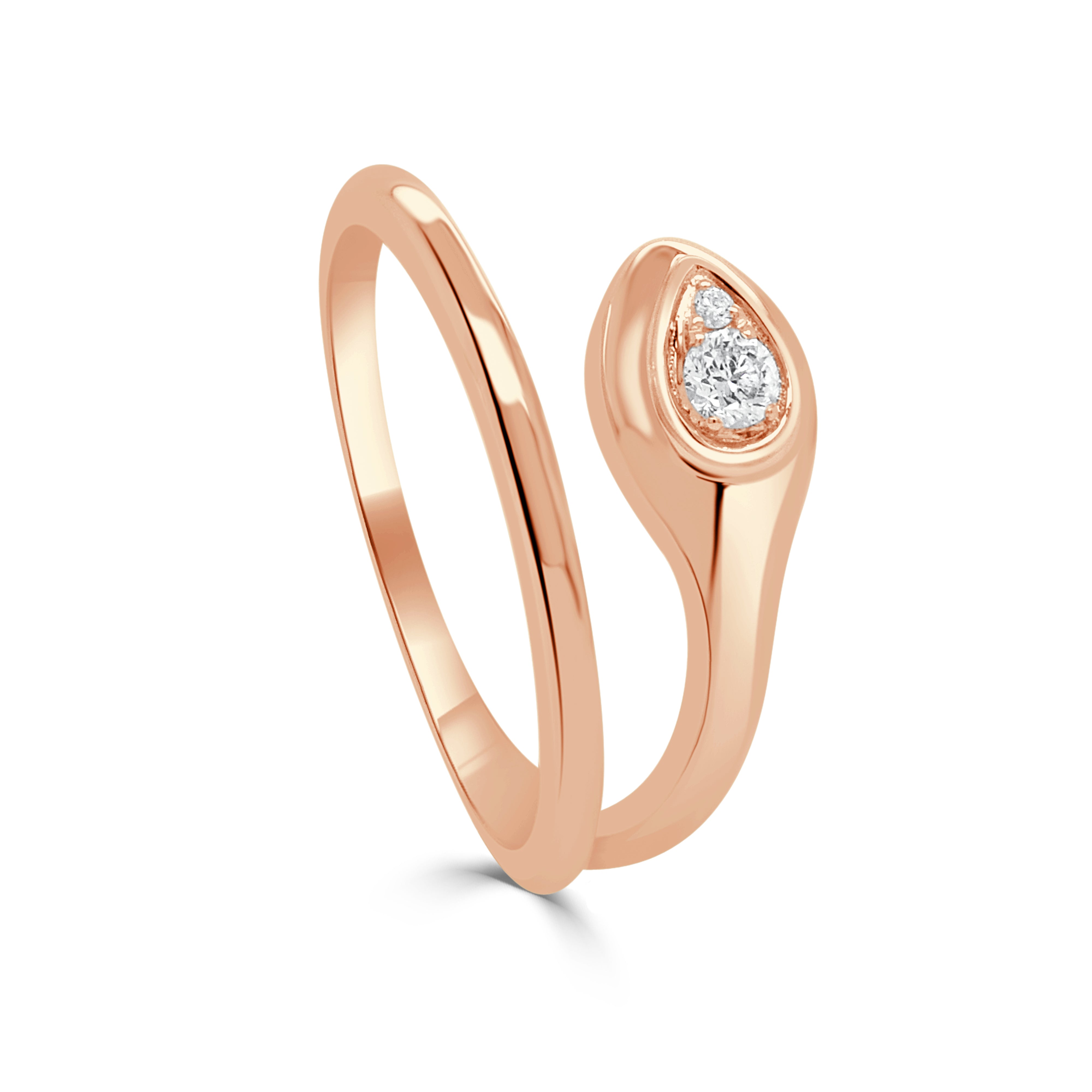 14K Gold Snake & Diamond Ring - 0.07ct