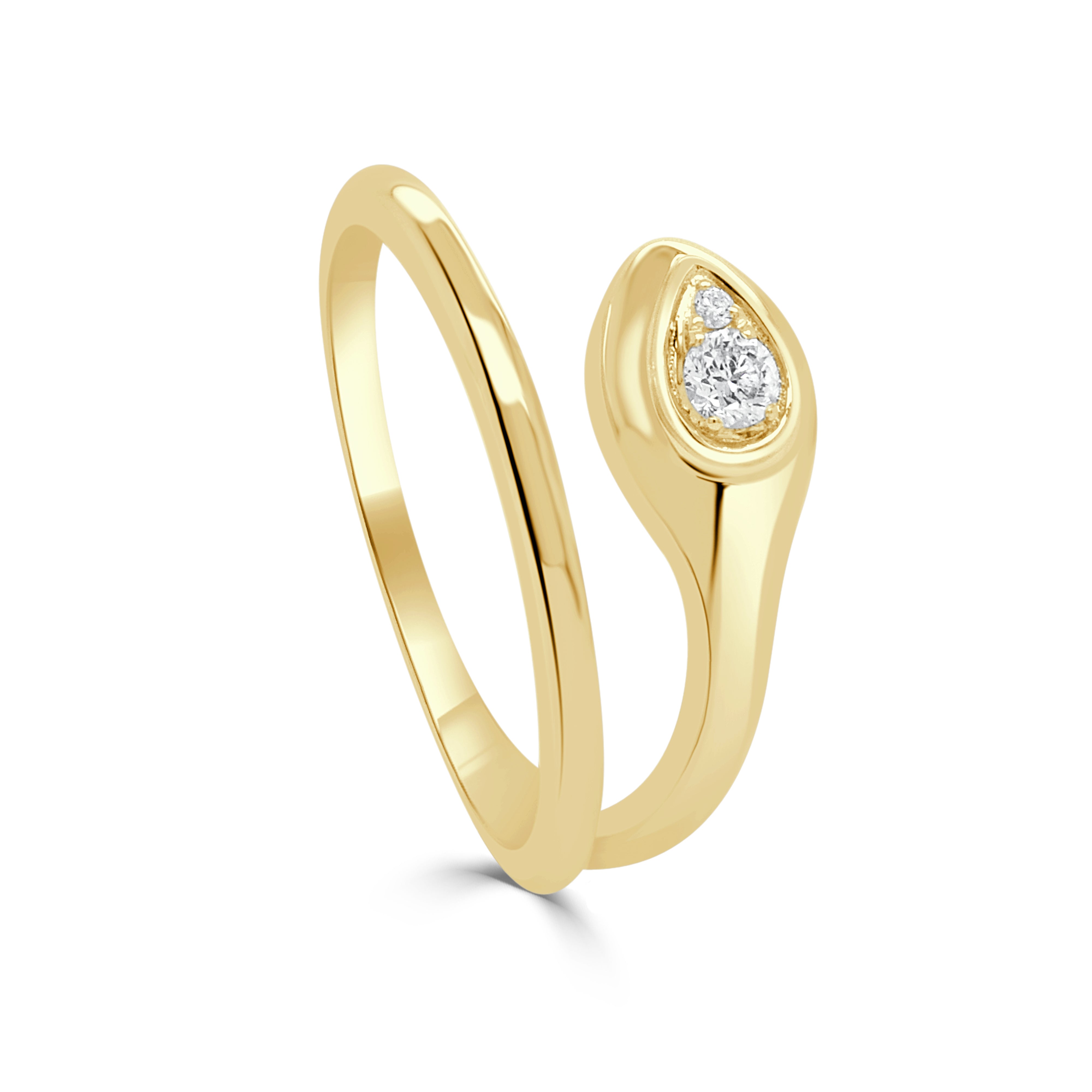 14K Gold Snake & Diamond Ring - 0.07ct