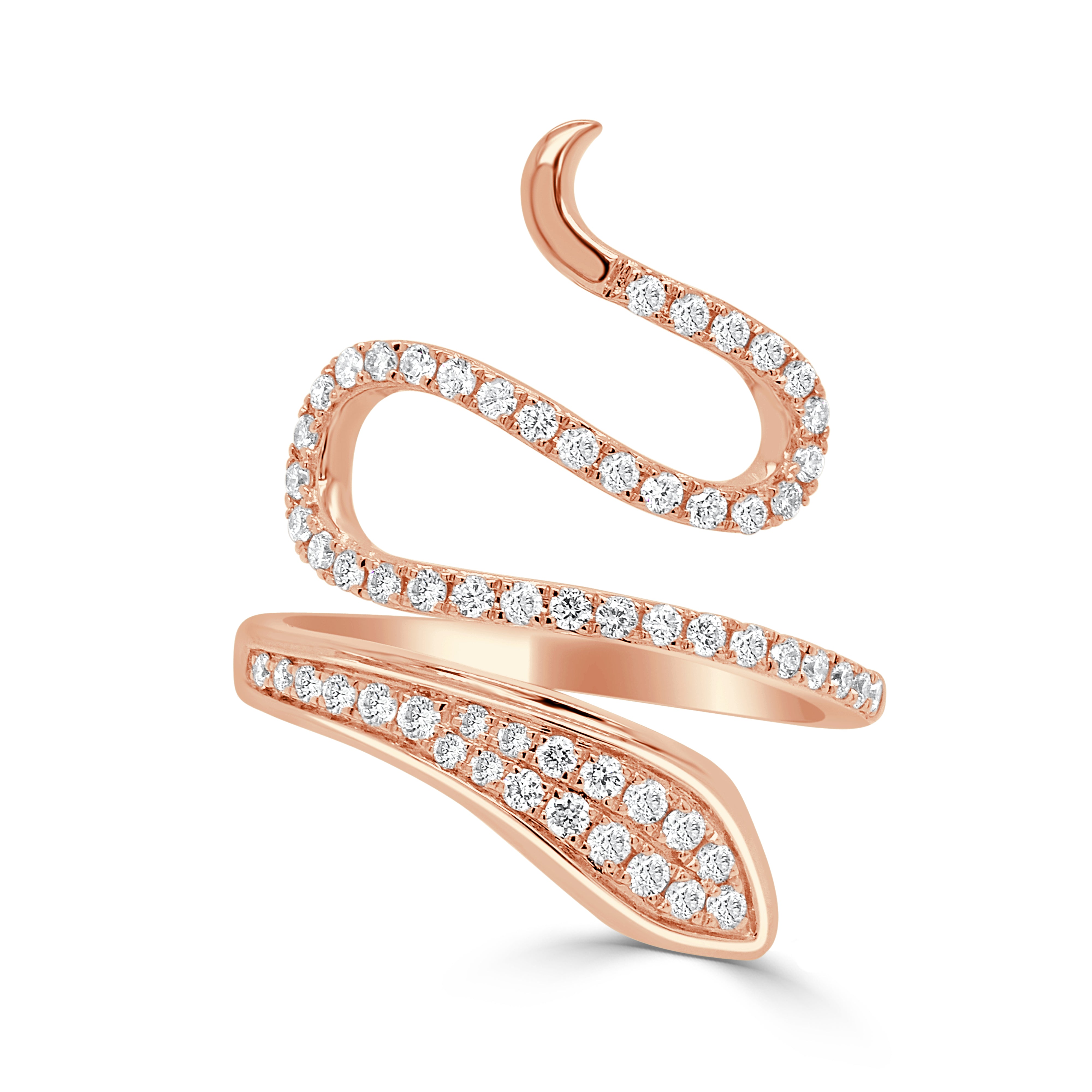 14K Gold & Snake Diamond Ring - 0.52ct