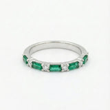 18K Gold Diamond Emerald Baguette Ring - 0.55 CT