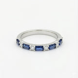 18K Gold Diamond Sapphire Baguette Ring - 0.52 CT