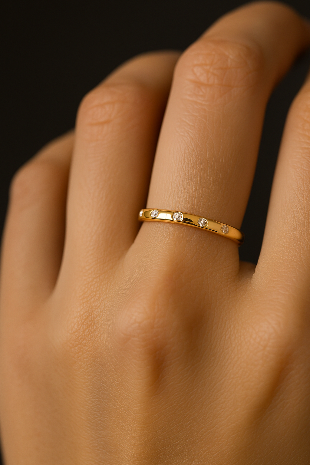 14K Gold Bezel Set Diamond Ring - 0.07 CT