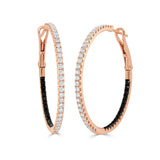14K Gold Diamond & Black Diamond Hoops - 0.98 CT