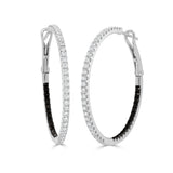 14K Gold Diamond & Black Diamond Hoops - 0.98 CT