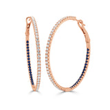 14K Gold Diamond & Sapphire Hoops - 1.13 CT