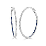14K Gold Diamond & Sapphire Hoops - 1.13 CT