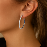 14K Gold Diamond & Sapphire Hoops - 1.13 CT