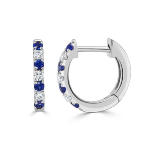 14K Gold Diamond & Sapphire Alternating Huggie Earrings