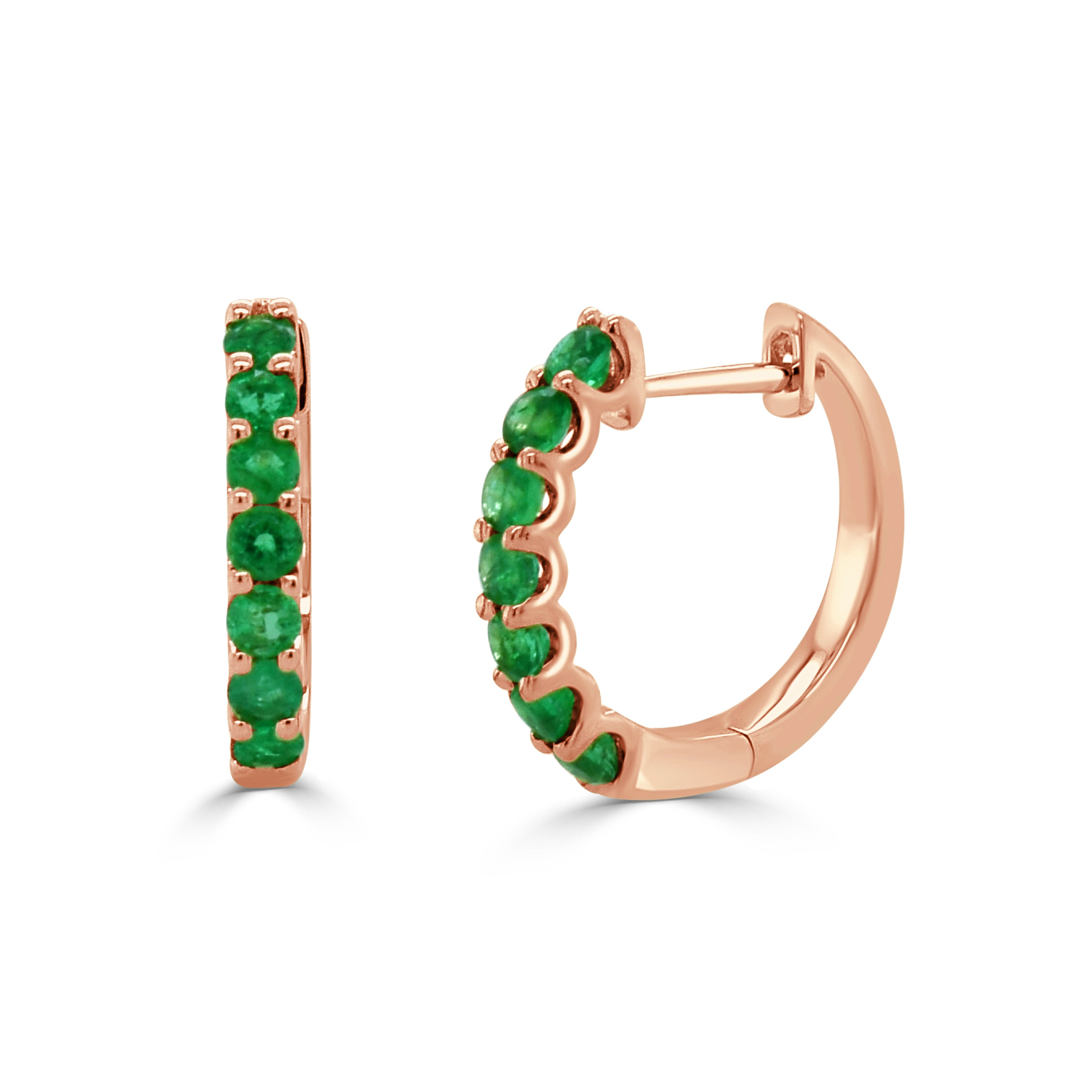14K Gold Emerald Huggie- 0.86 CT