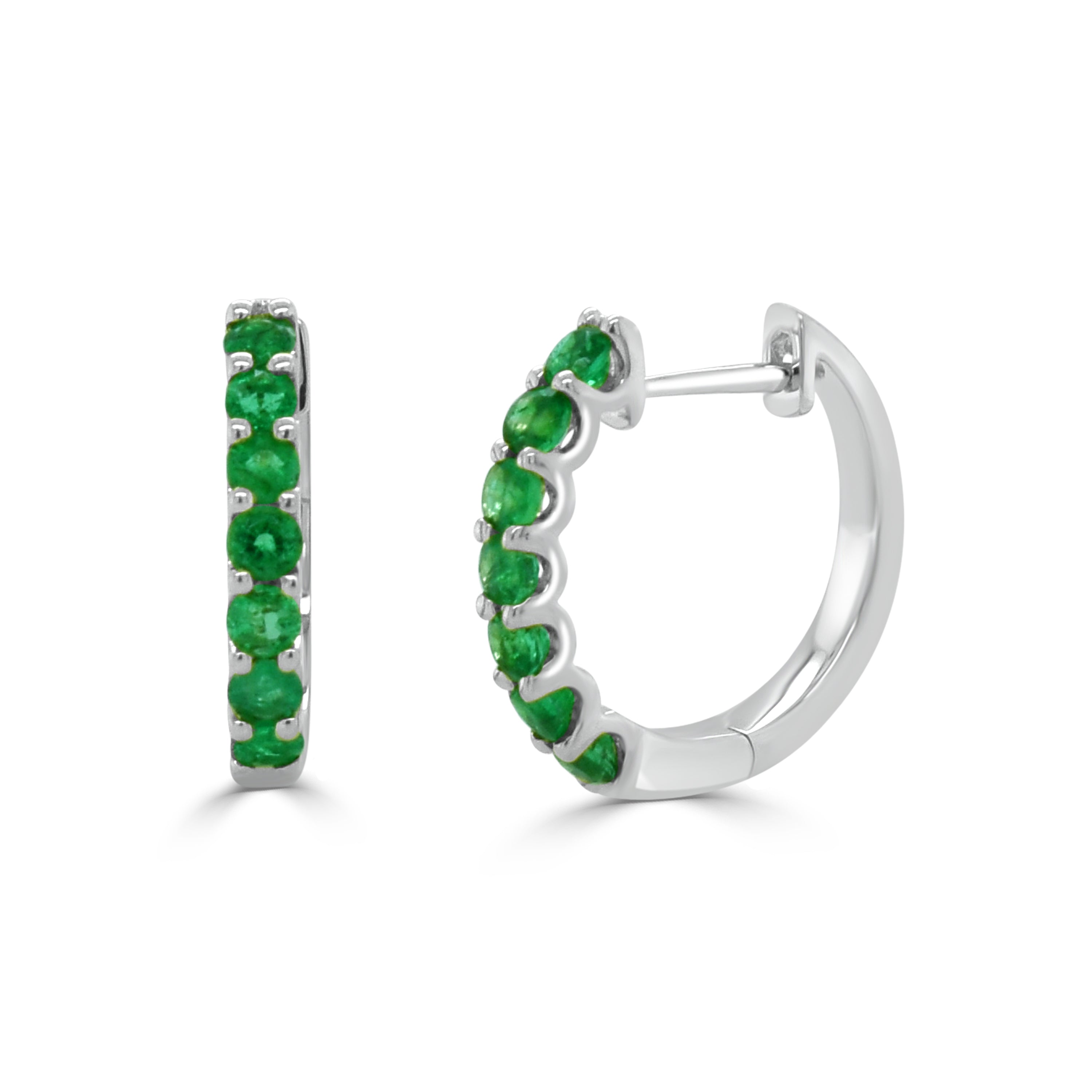 14K Gold Emerald Huggie- 0.86 CT