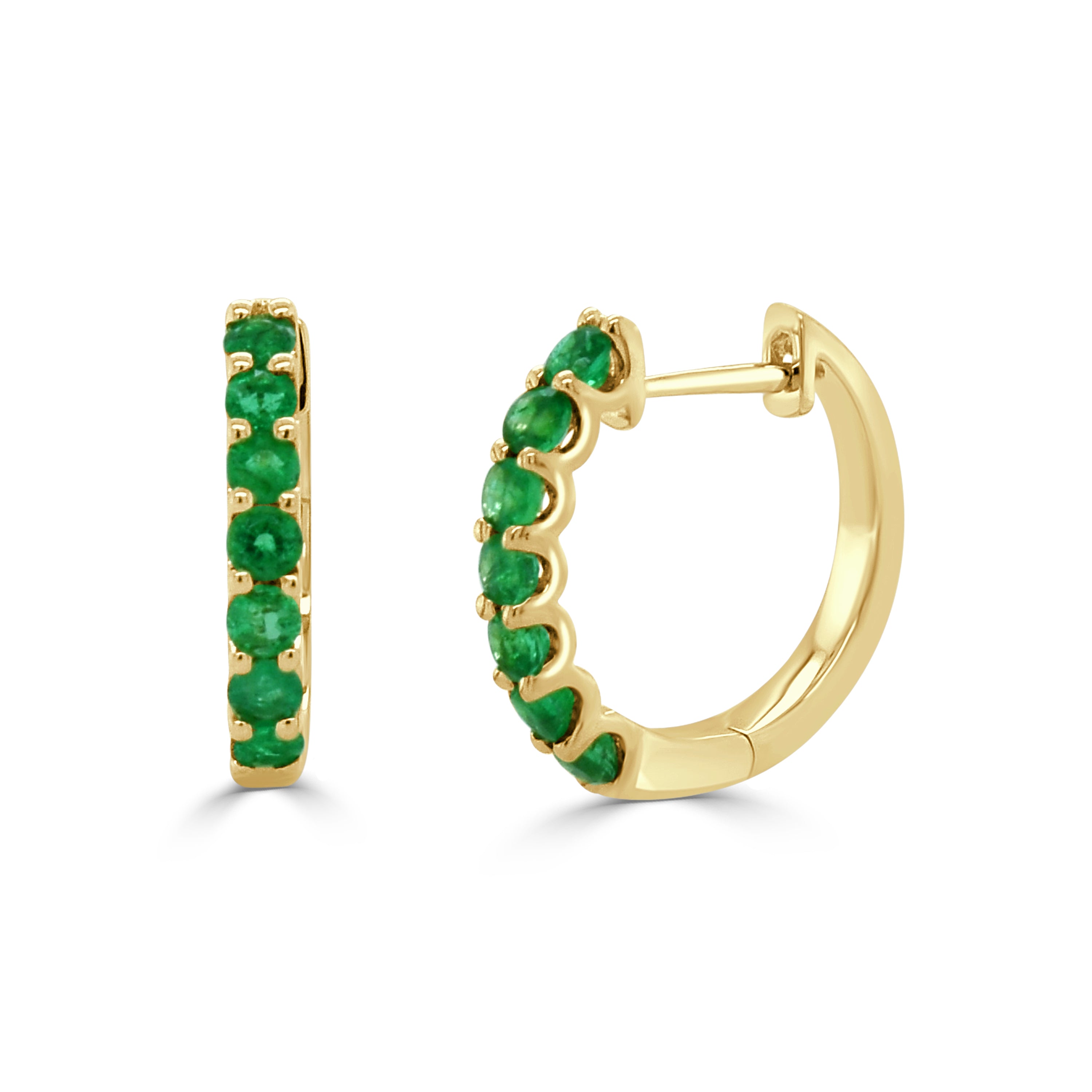 14K Gold Emerald Huggie- 0.86 CT