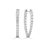 14K Gold Diamond Inside out Oval Hoop - 0.98 CT