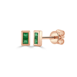 14k Gold & Emerald Baguette Stud Earrings