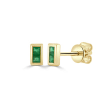 Load image into Gallery viewer, 14k Gold &amp; Emerald Baguette Stud Earrings