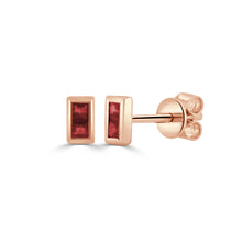 Load image into Gallery viewer, 14k Gold &amp; Baguette Ruby Stud Earrings
