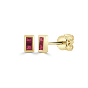 14k Gold & Baguette Ruby Stud Earrings