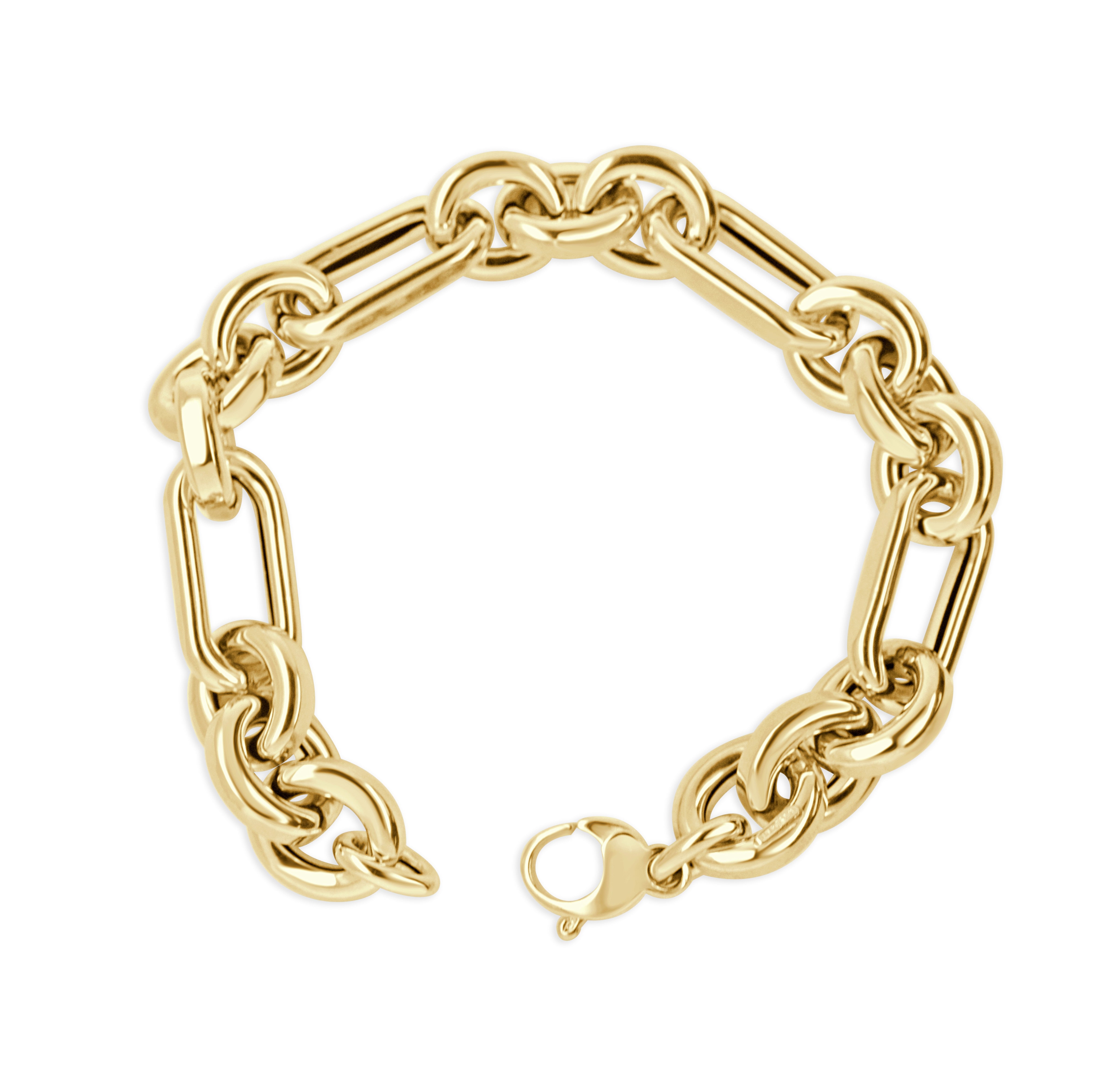14K Gold Alternating Gold Link Bracelet