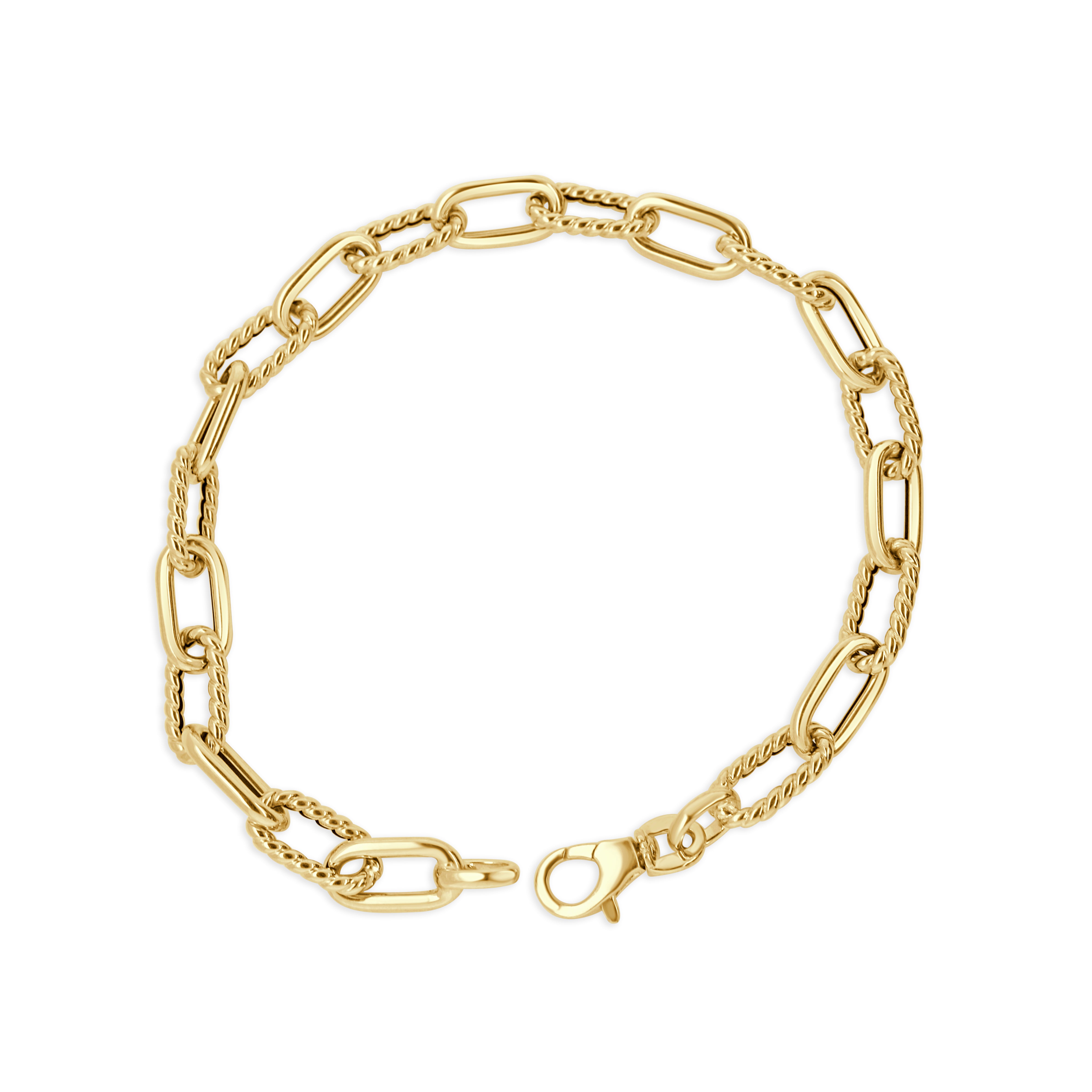 14K Alternating Gold & Textured Link Bracelet