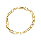 14K Alternating Gold & Textured Link Bracelet