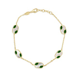 14K Gold Mother of Pearl & Malachite Bracelet