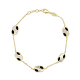 14K Gold Mother of Pearl & Onyx Bracelet