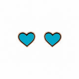 14K Gold Heart Stud Turquoise Stud Small Earrings