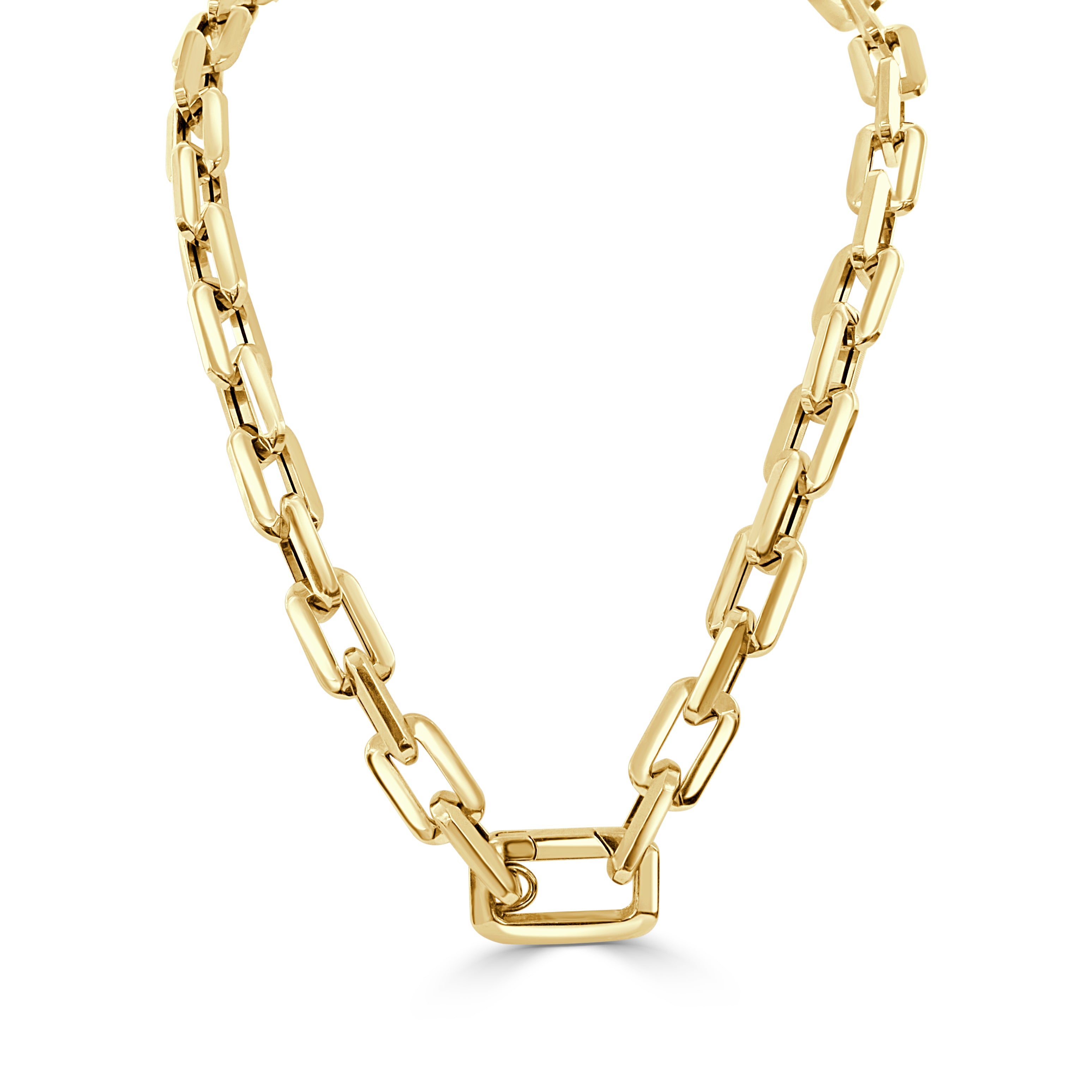 14K Chunky Gold Link Paperclip Necklace with Statement Clasp