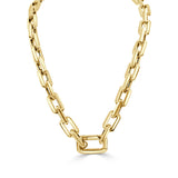 14K Chunky Gold Link Paperclip Necklace with Statement Clasp