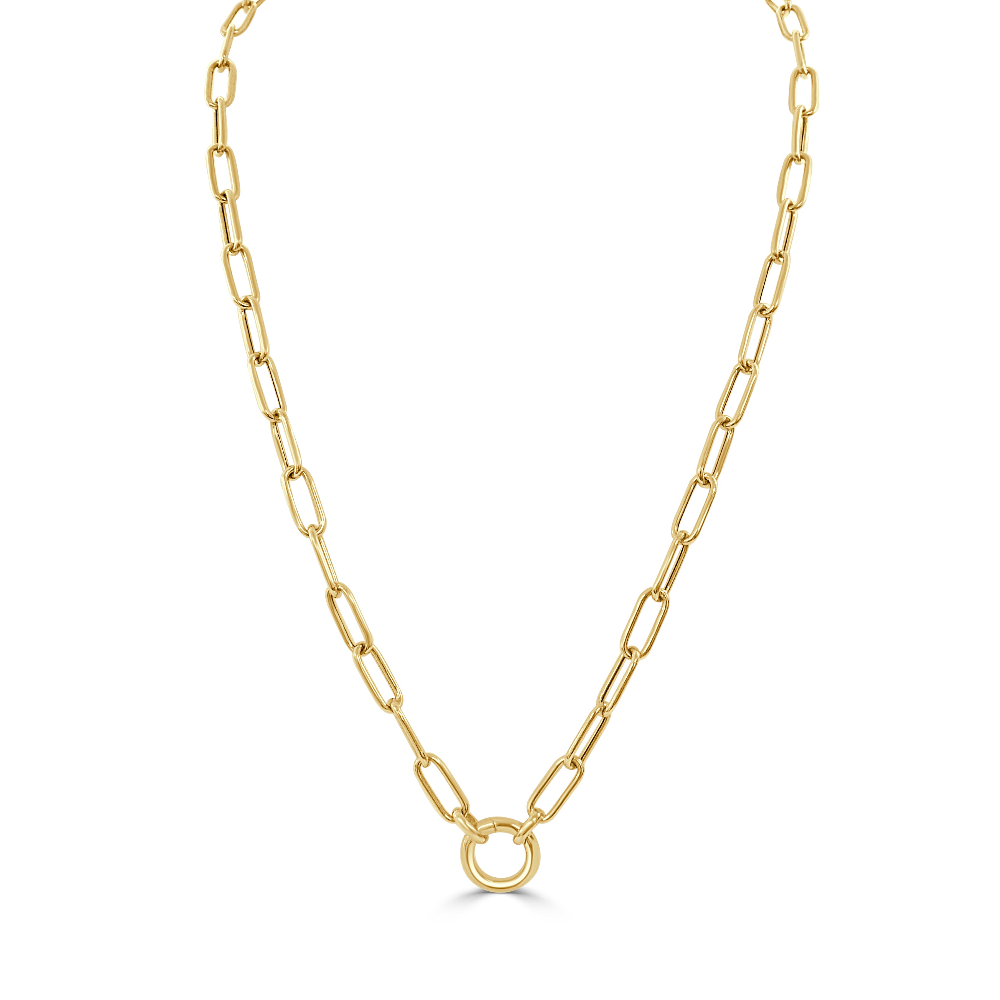 14K Gold Link Necklace with Front Toggle Clasp