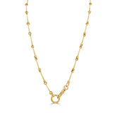 14K Gold Bar Station Chain Necklace with Front Toggle Clasp