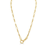 14K Gold Paperclip Station Chain Necklace with Front Toggle Clasp