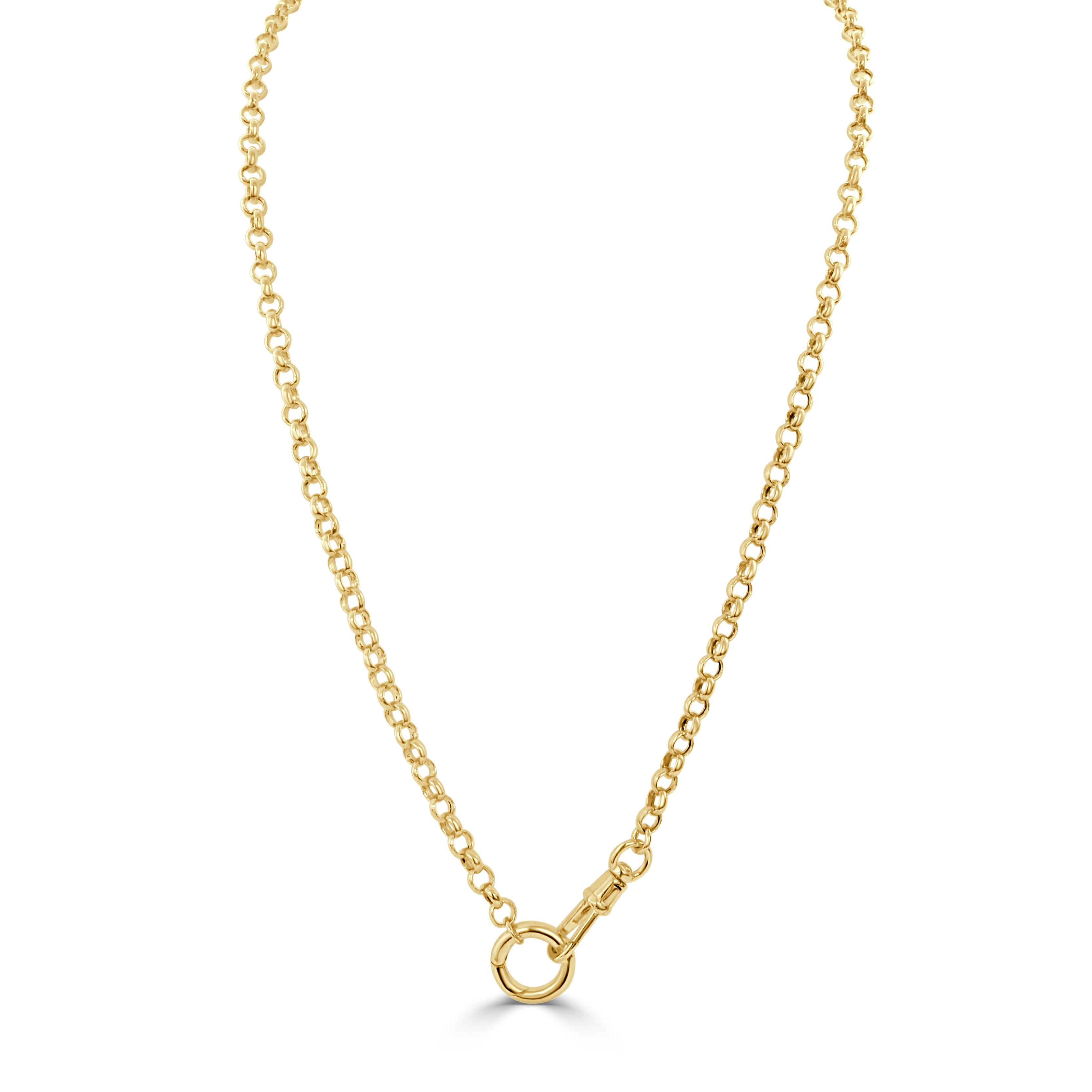 14K Gold Cable Chain Necklace with Front Toggle Clasp