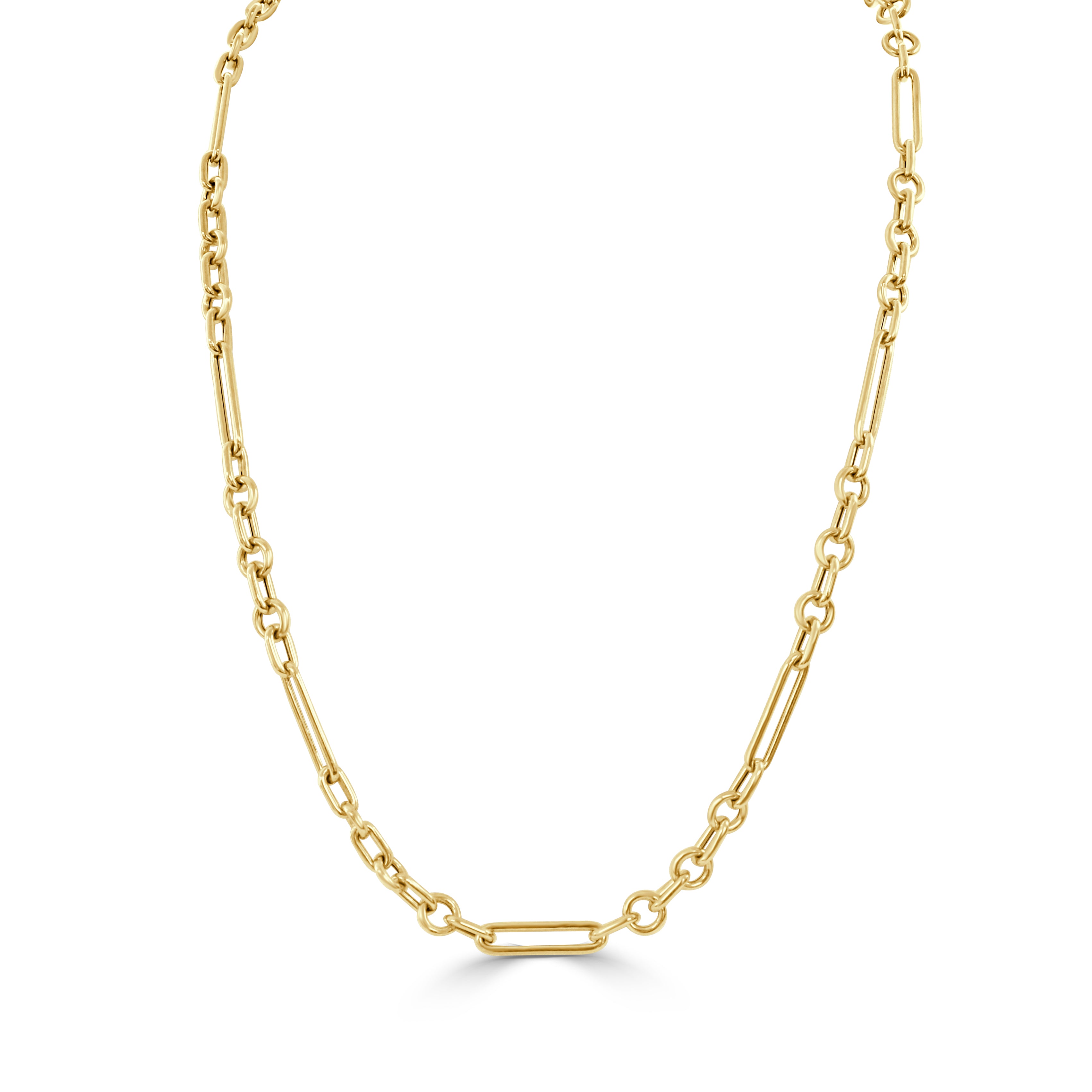14K Gold Mixed Link Station Necklace
