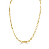 14K Gold Mixed Link Station Necklace