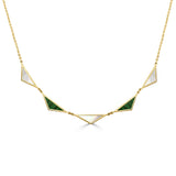 14K Gold 5 Station Malachite & Mother of Pearl Triangle Necklace