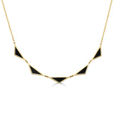 14K Gold 5 Station Onyx Triangle Necklace