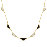 14K Gold 7 Station Onyx & Mother of Pearl Triangle Necklace